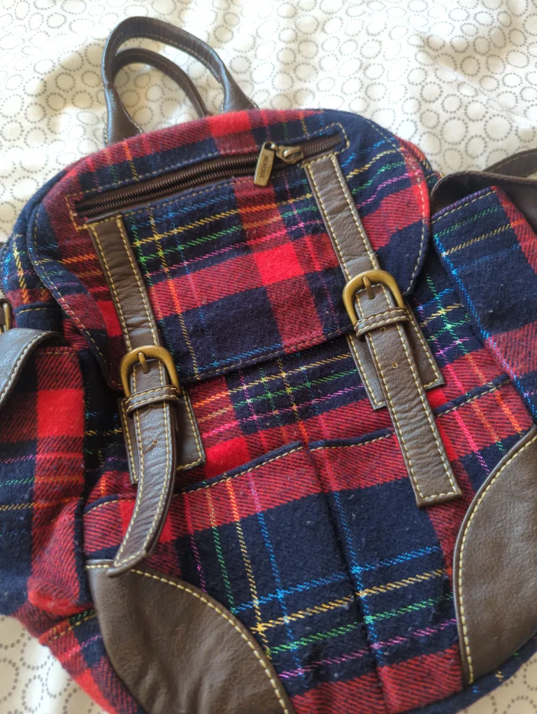 Plaid Print Backpack with Many Pockets image indicator(5)