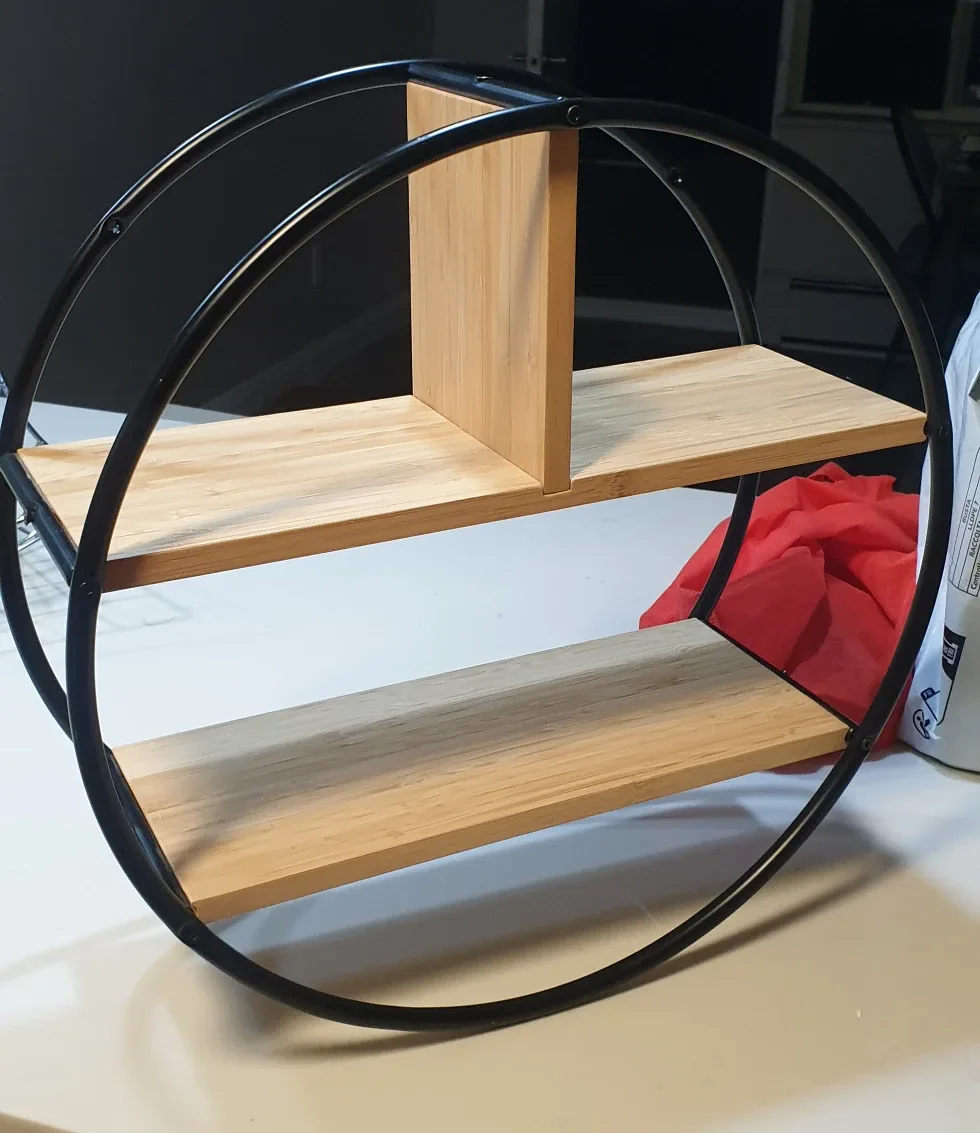 Round Wall Shelf - Black Metal & Wood image indicator(2)