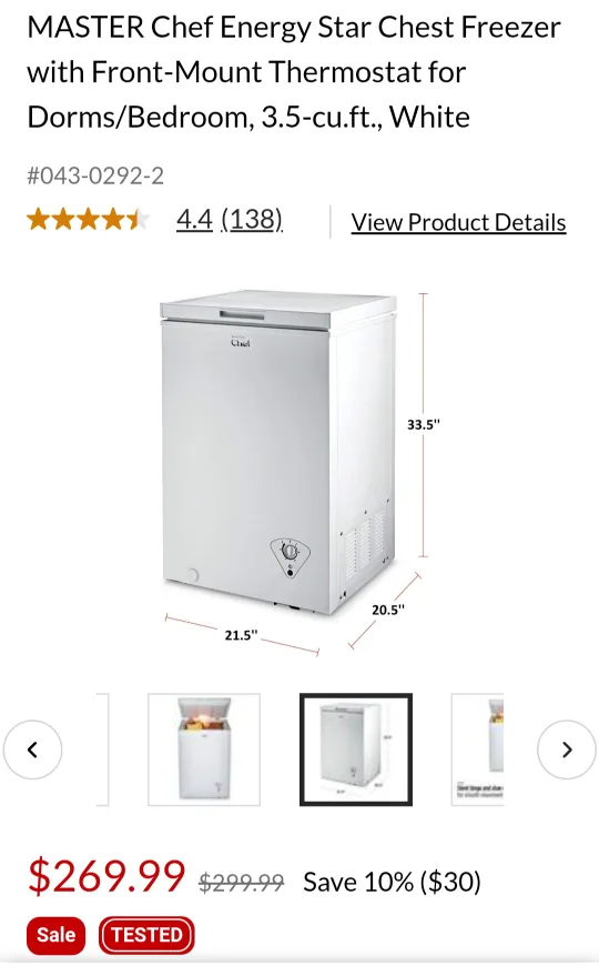 Master Chef Chest Freezer