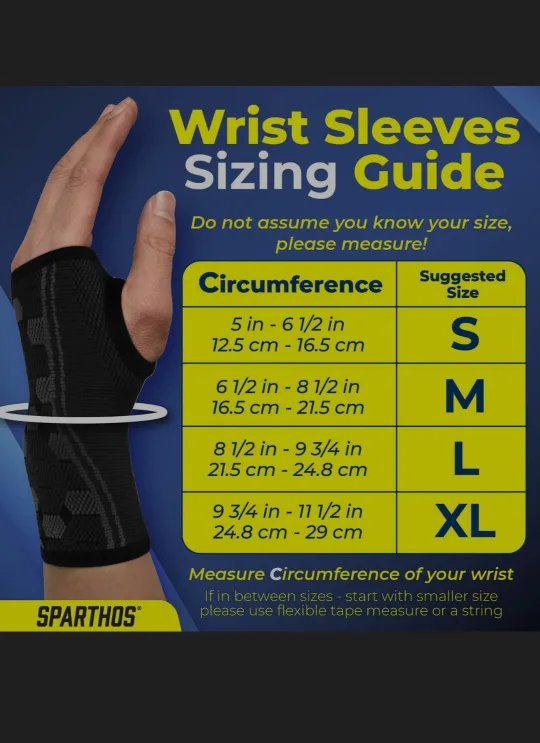 Sparthos Compression Wrist Sleeves – Size XL (Black) image indicator(4)