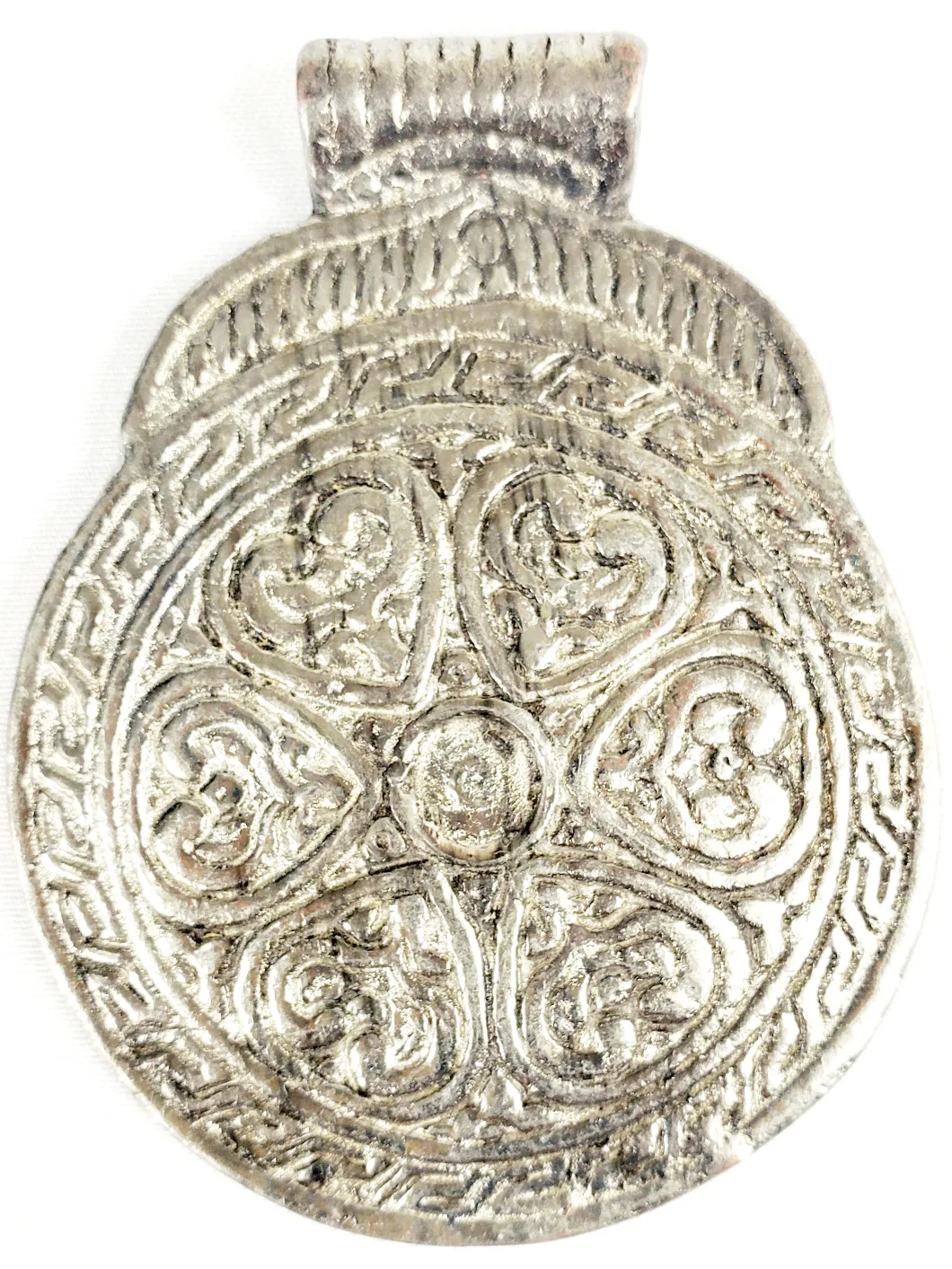 African Adinkra White  Brass Pendant Jewelry (Akoma) thumbnail