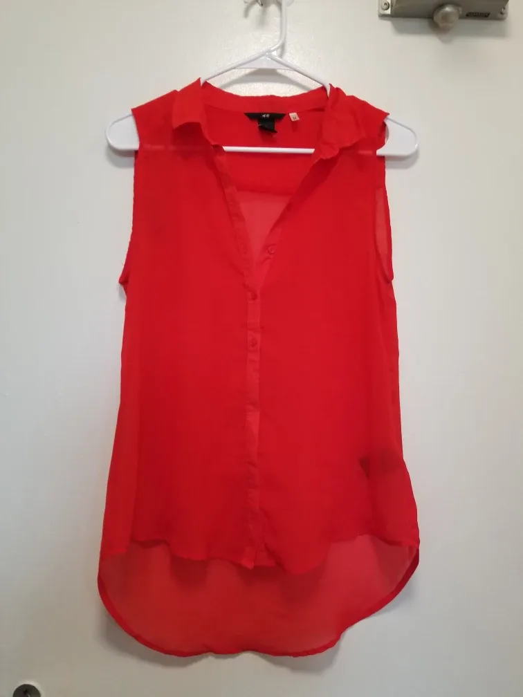 Red Sheer Sleeveless Blouse thumbnail