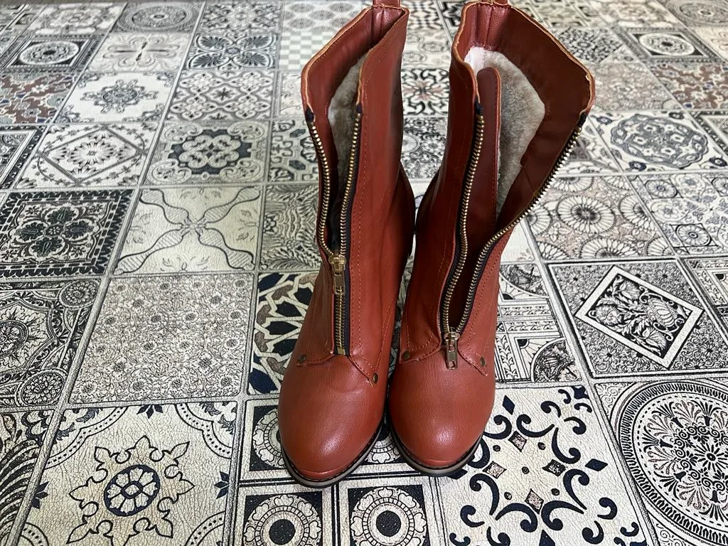 Brown Heeled Ankle Boots
