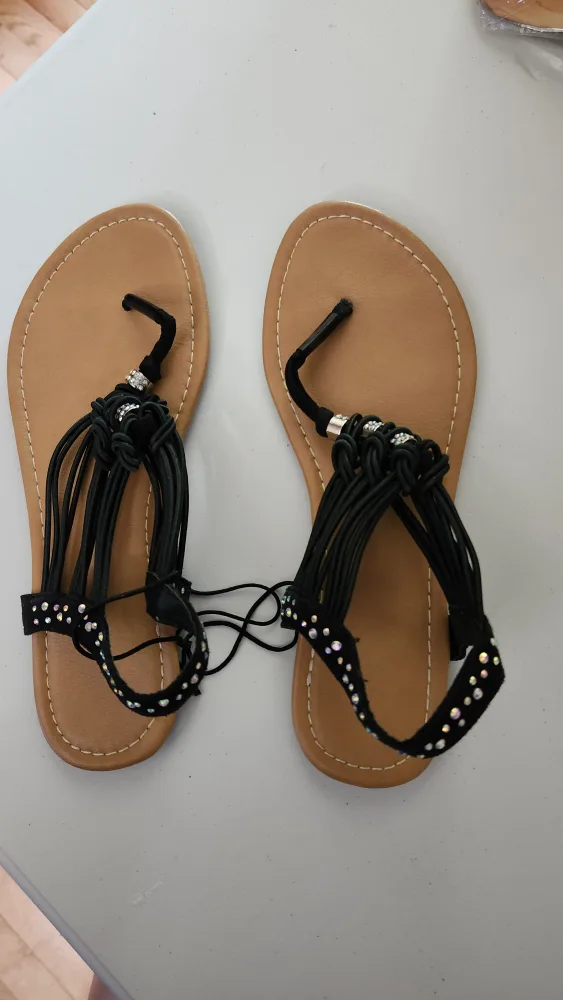 Black Strappy Sandals - Size 7 thumbnail
