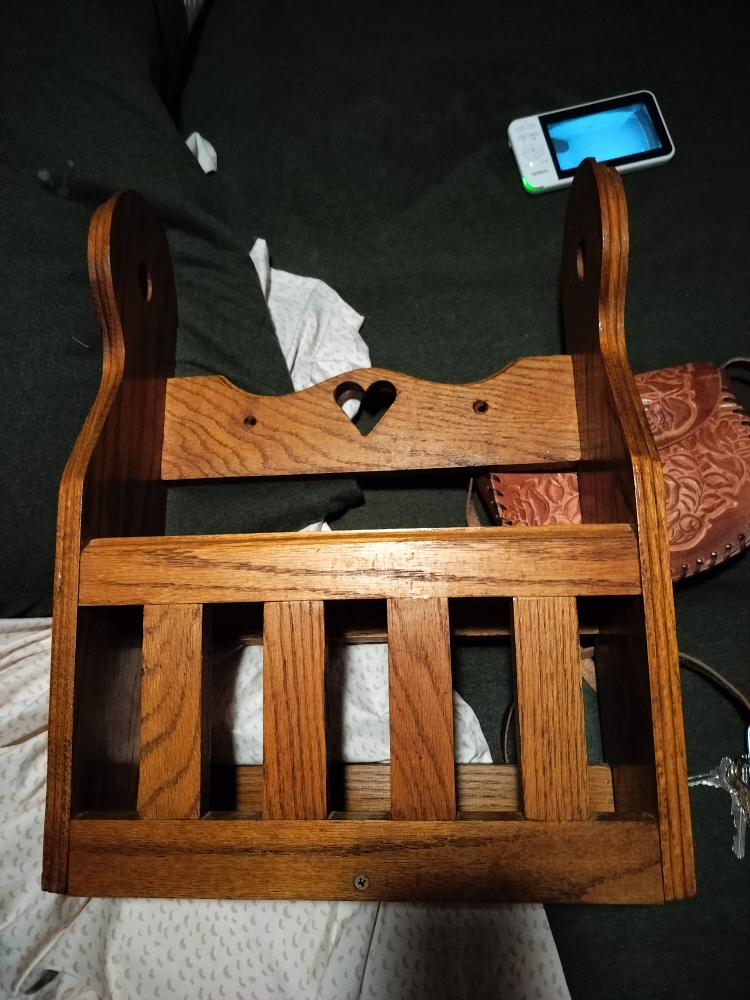 vintage Antique heart magazine holder solid wood