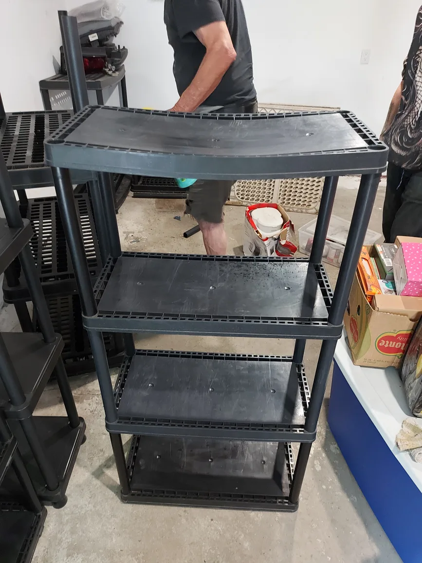 Black Plastic 4-Shelf Storage Unit thumbnail