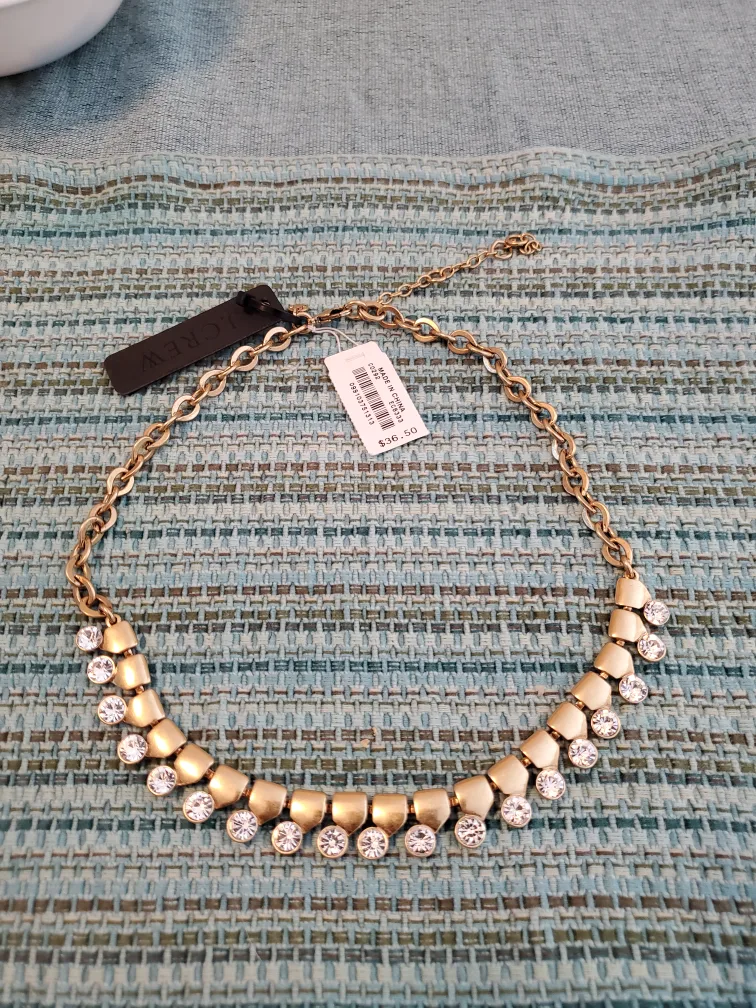 J.Crew Gold-Tone Crystal Necklace - New with Tags thumbnail