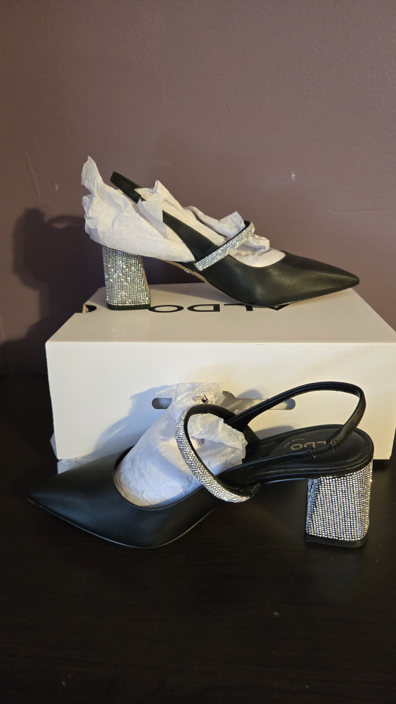 ALDO Black Heels with Rhinestone Detail - Size 8