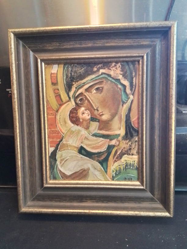 Iconic Russian Avante Garde Style Madonna & Child Oil Paining