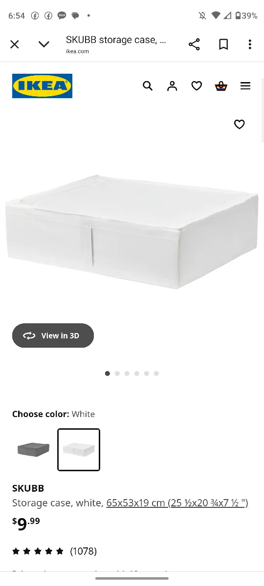 IKEA SKUBB Storage Case, White thumbnail