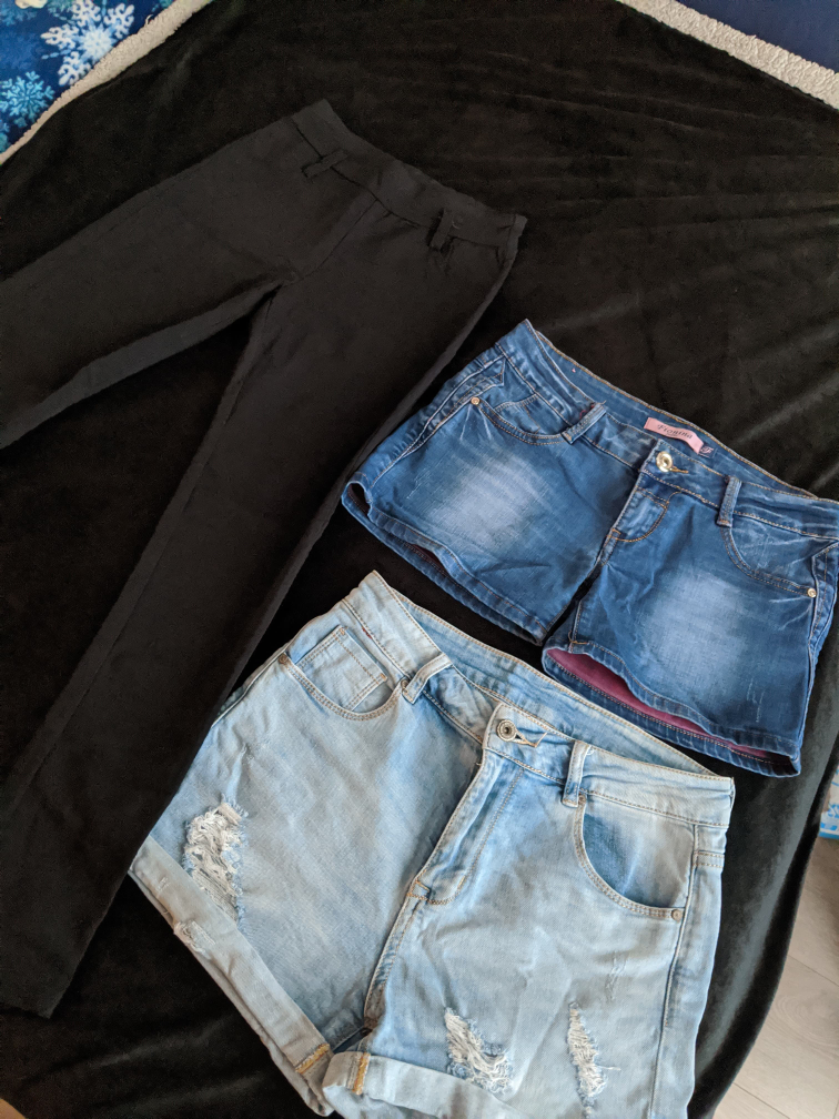 Bundle: Black Pants & Denim Shorts