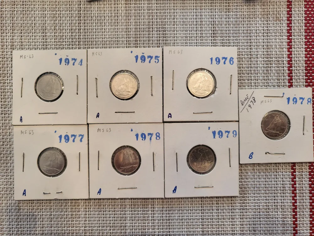 Vintage Canadian Dimes (1974-1979) image indicator(2)