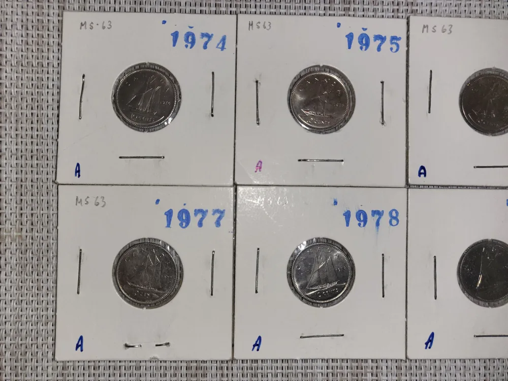 Vintage Canadian Dimes (1974-1979) image indicator(3)