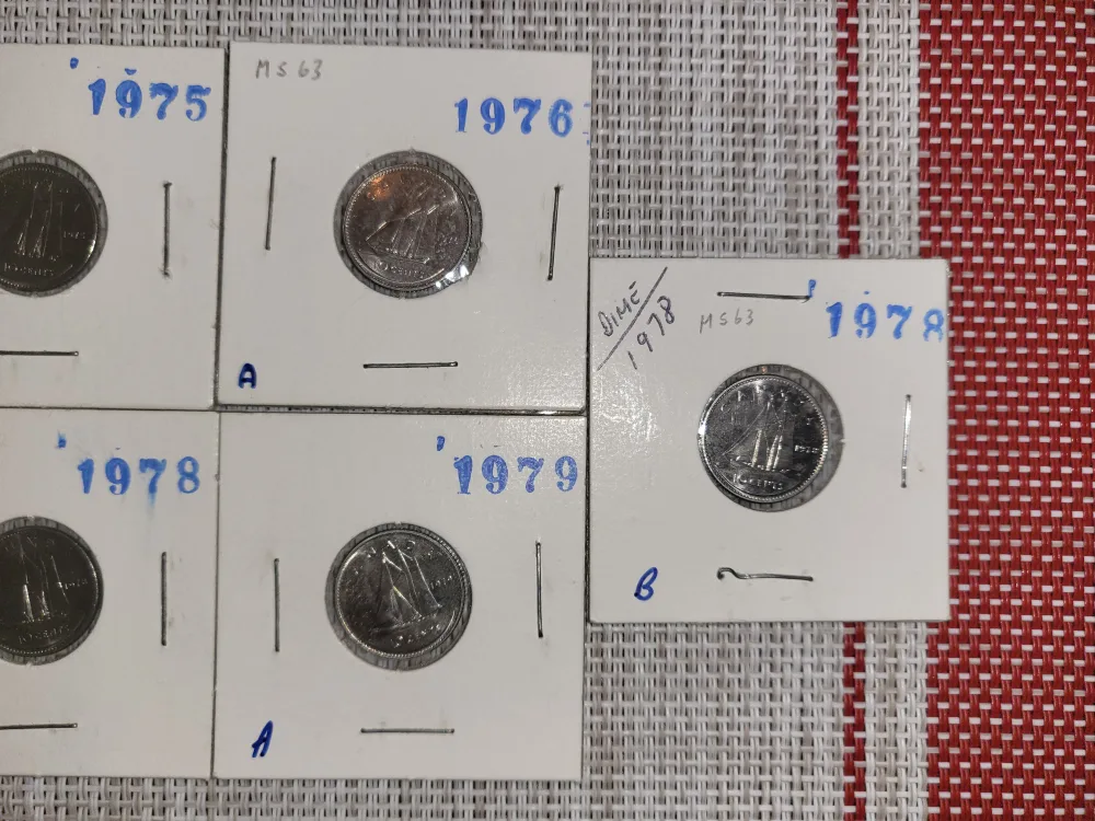 Vintage Canadian Dimes (1974-1979) image indicator(4)
