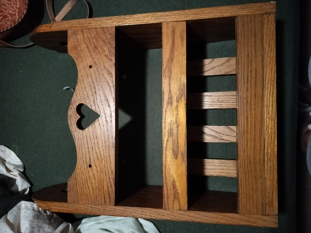vintage Antique heart magazine holder solid wood - photo 3