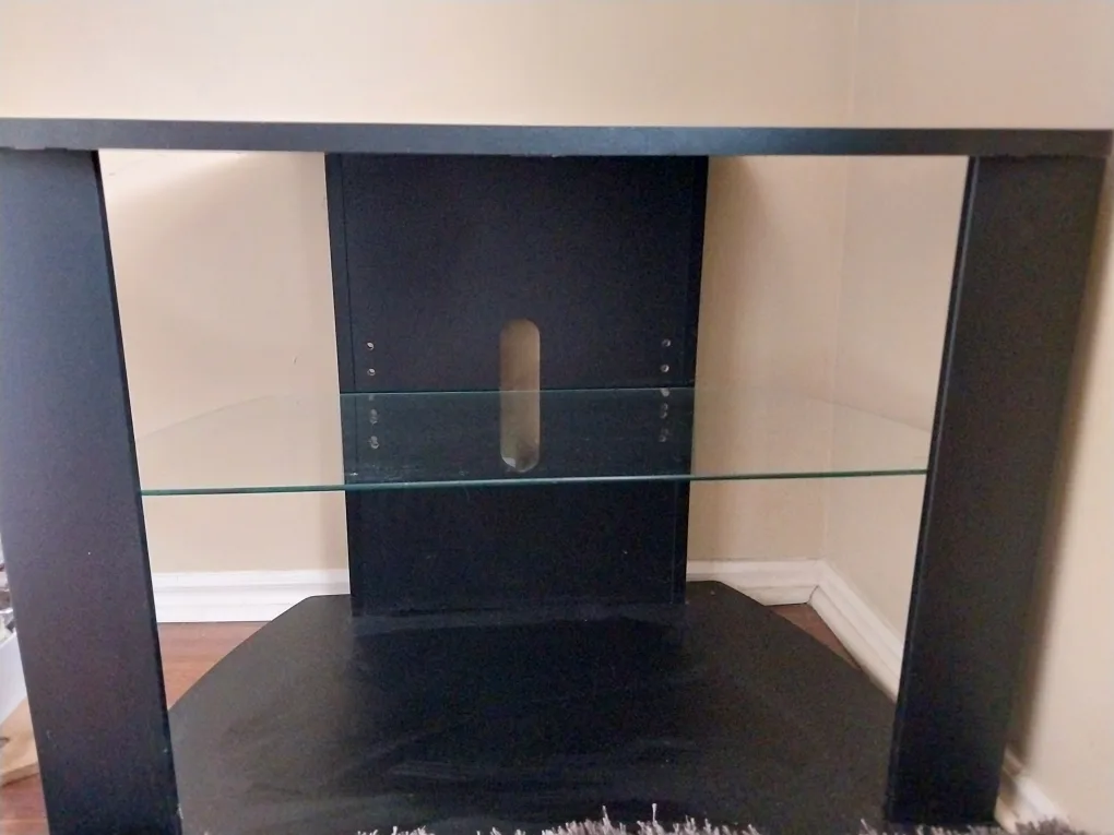 Black TV Stand w/Glass Shelf available. NON-NEGOTIABLE! image indicator(2)