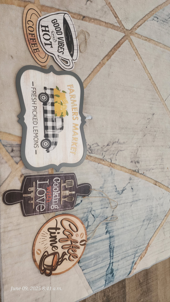 Kitchen-themed wooden signs