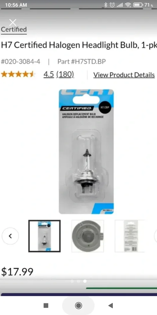 Certified H7 Halogen Replacement Bulb image indicator(3)