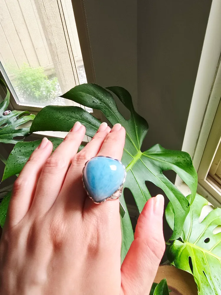 New Aquamarine natural 925 sterling silver ring image indicator(10)