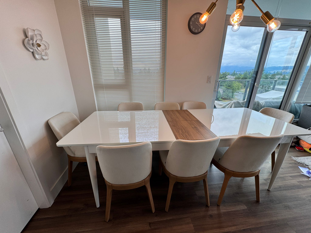 Dining Table with  8 Chairs - White & Beige - photo 5