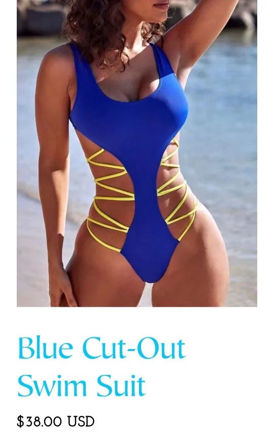 Blue Cut-Out Swimsuit thumbnail