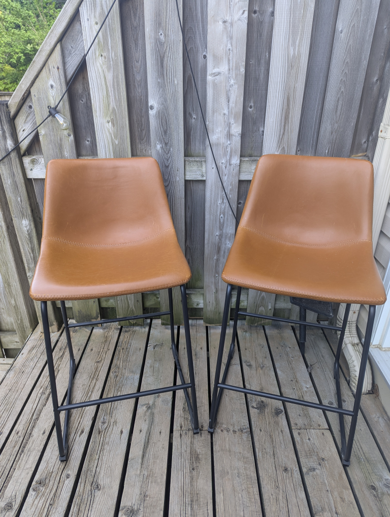 Set of Vegan Leather Bar Stools