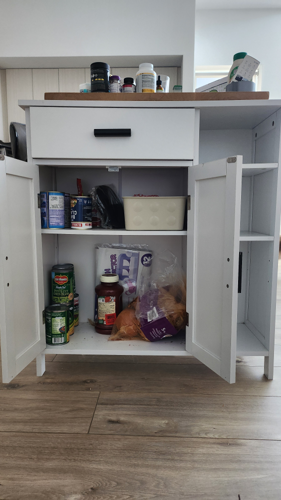 White Kitchen Island with Storage - photo 2