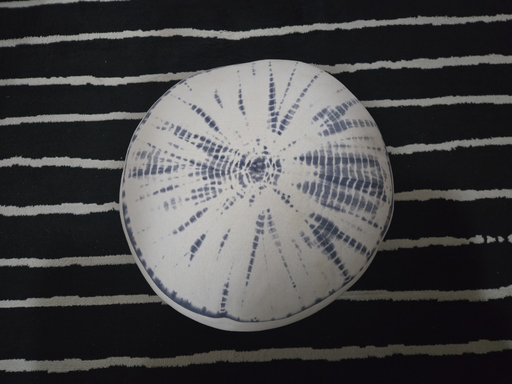 Round Footstool with Wooden Legs