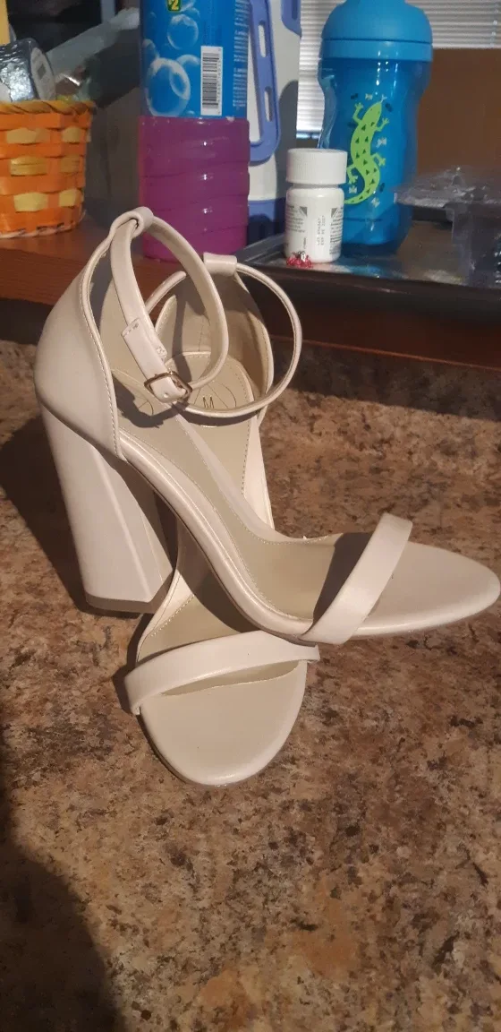 Beige Ankle Strap Heels thumbnail