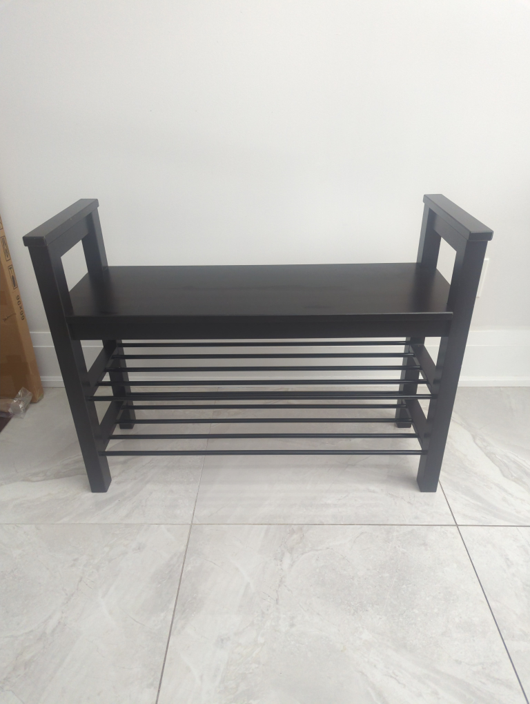 Ikea Black Bench with Shoe Rack