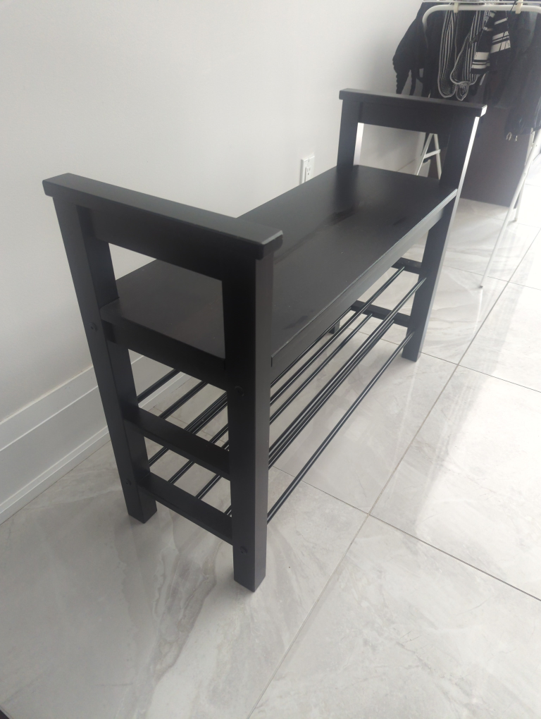 Ikea Black Bench with Shoe Rack - photo 2