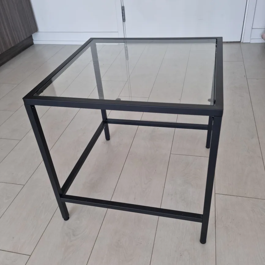 Black Metal & Glass Side Table thumbnail
