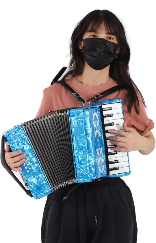 22-Key 8-Bass Accordion – Pearl Blue w/ Adjustable Straps image indicator(10)