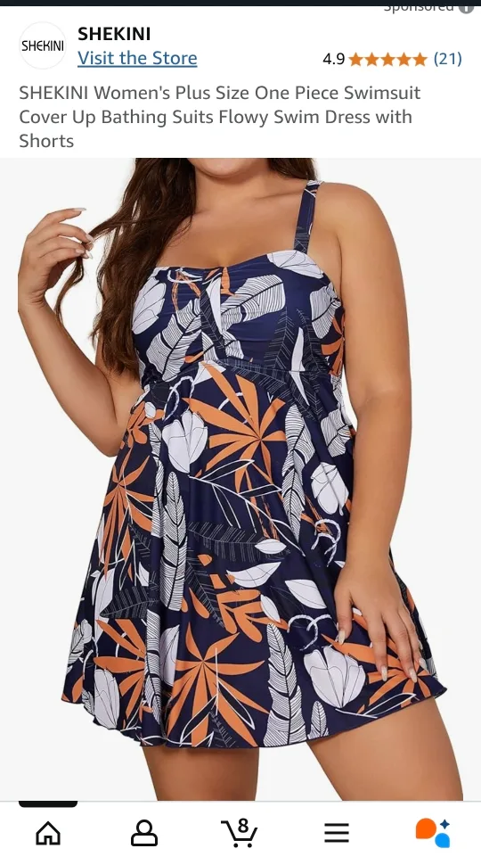 New With Tags Women's Plus Size, One Piece Swimsuit with SHORTS thumbnail