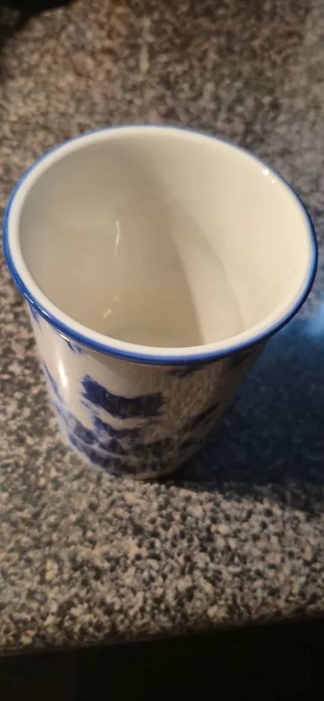 Pyrex Glass Folding Sink Colander Blue and White Ceramic Cup image indicator(10)