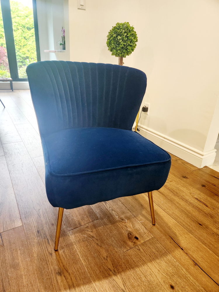 Velvet Accent Chair with Gold Legs