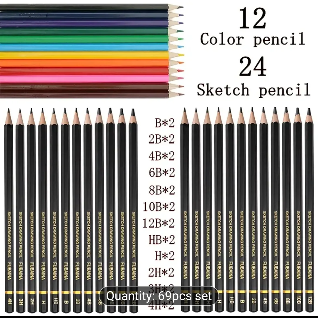49 Pcs Professional Sketch Pencil with carry case and belt image indicator(3)