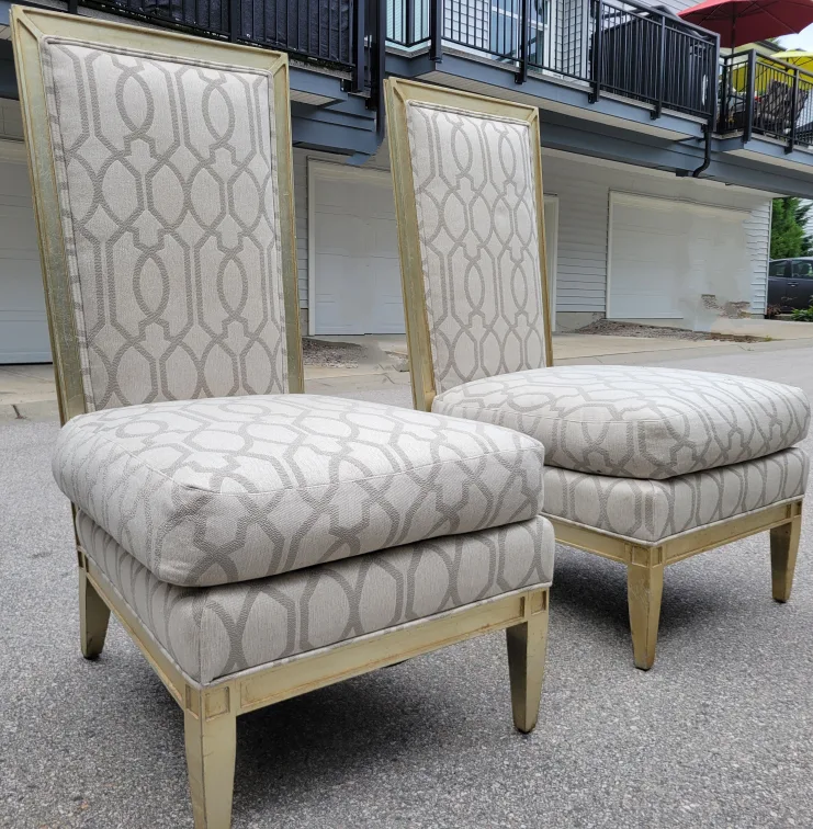 Pair of Upholstered Accent Chairs with High Back. thumbnail