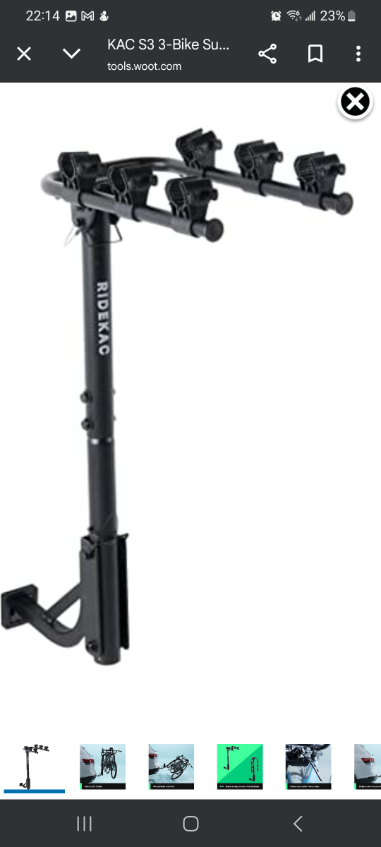 KAC S3 3-Bike Hitch Mounted Hanging Bike Rack