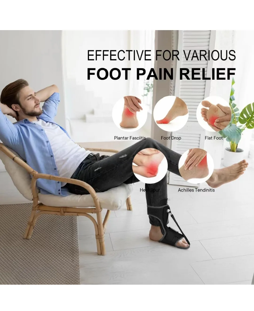 Plantar Fasciitis Night Splint with Massage Ball image indicator(2)