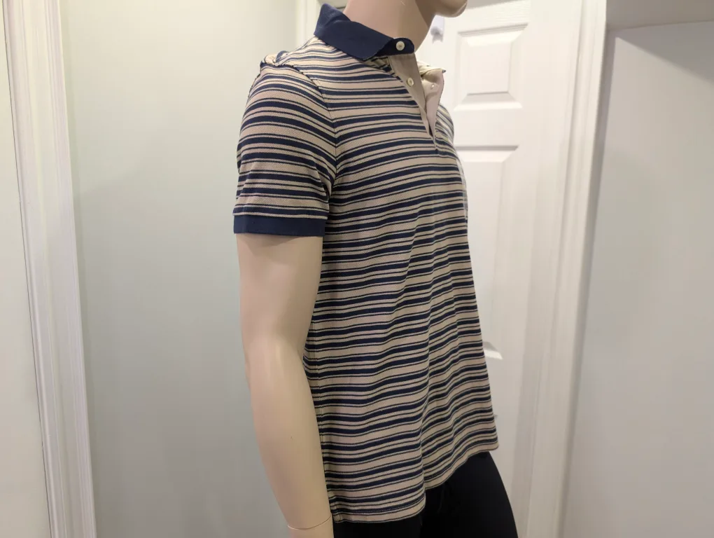 NWT - Men's Nautica Grey Striped Polo Shirt Size S image indicator(2)