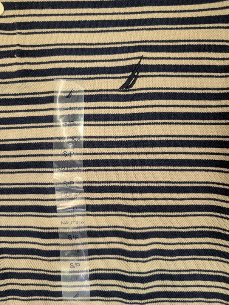 NWT - Men's Nautica Grey Striped Polo Shirt Size S image indicator(7)