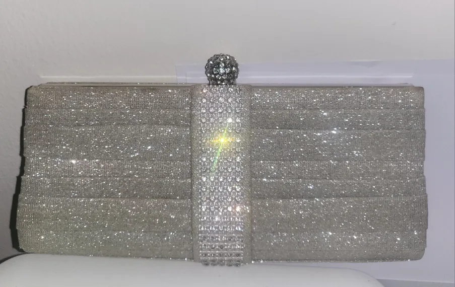 Silver Glitter Clutch Purse thumbnail