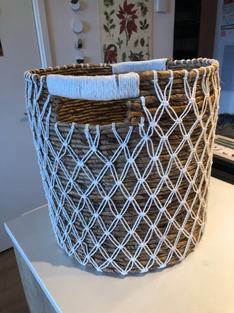 Woven Basket With White Macrame thumbnail