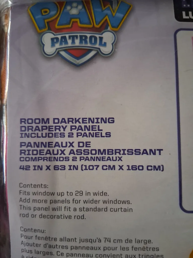 New Paw Patrol Room Darkening Drapery Panel 42x63 image indicator(3)