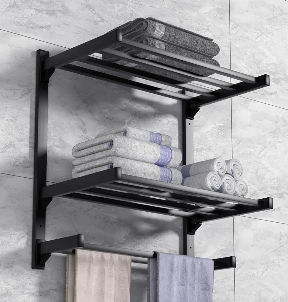Brand New 2 Tier Matte Towel Rack Holder, Bathroom Organizer $20 thumbnail