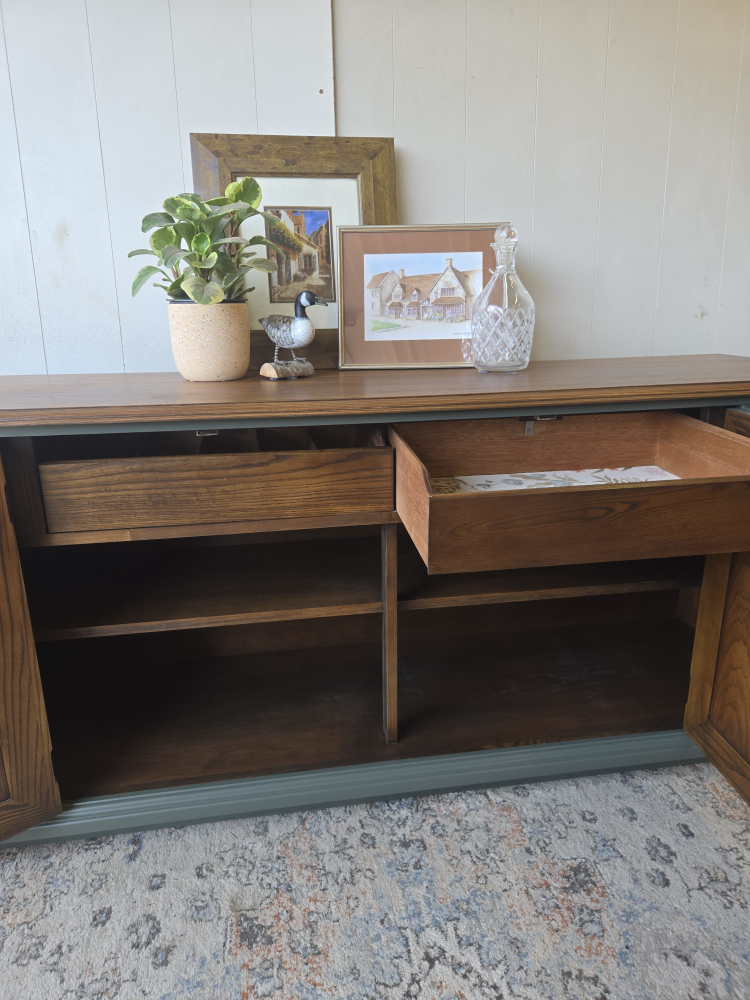Vintage Refinished Green & Wood Buffet Sideboard - photo 5