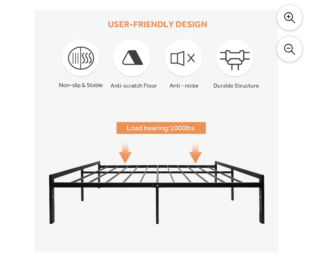 QUEEN BED FRAME -Metal Platform - photo 2