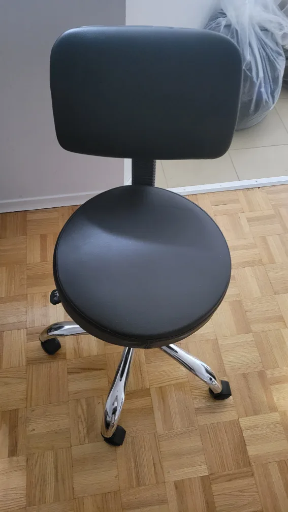 Black Swivel Stool with Backrest image indicator(2)