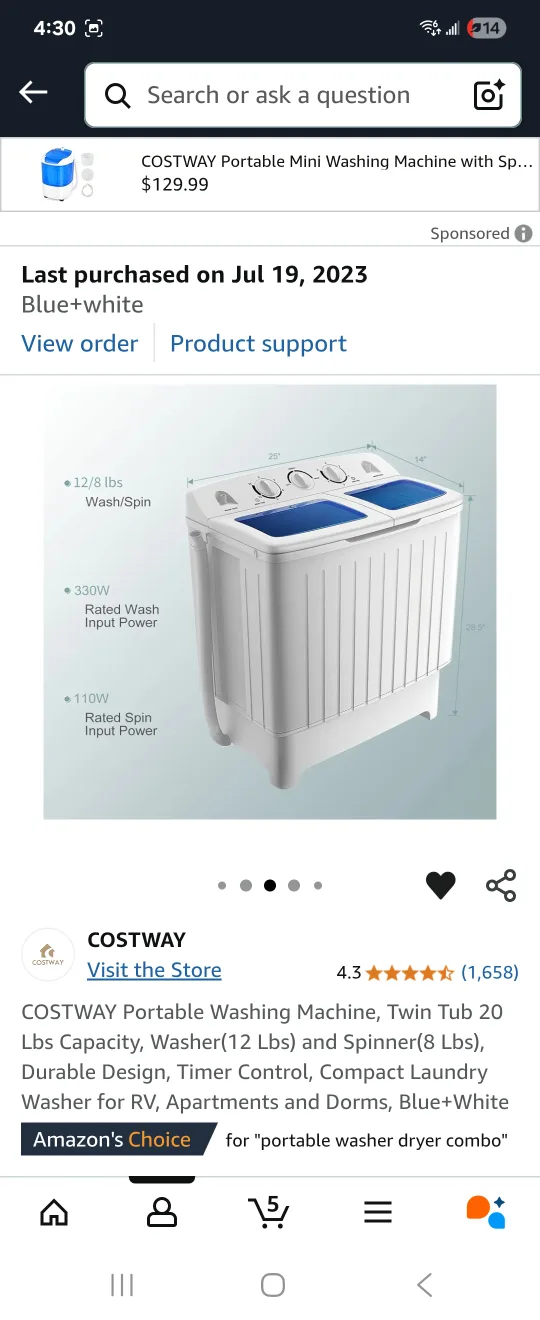 Portable Washing Machine and Spin Dryer combination image indicator(5)
